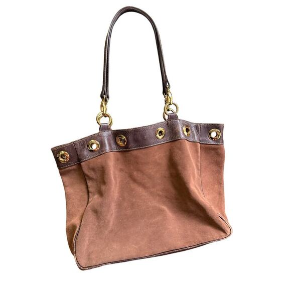 JMcLaughlin Brown Shoulder Purse Bag Tote Suede - Picture 1 of 8